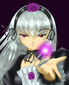 Rating: Safe Score: 0 Tags: 1girl black_wings detached_collar dress flower frills frown hairband image long_hair long_sleeves looking_at_viewer pink_rose pov purple_flower purple_rose red_eyes red_rose rose silver_hair simple_background solo suigintou upper_body wings User: admin