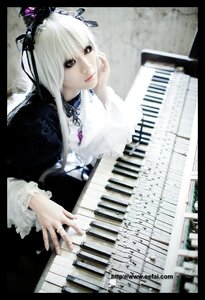 Rating: Safe Score: 0 Tags: 1girl black_border blurry depth_of_field dress frills gothic_lolita instrument jewelry keyboard_(instrument) letterboxed lips lolita_fashion long_sleeves piano ring sheet_music sitting solo suigintou white_hair User: admin