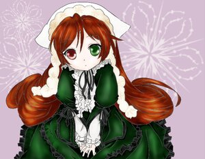 Rating: Safe Score: 0 Tags: 1girl brown_hair dress frills green_dress green_eyes hat heterochromia image lolita_fashion long_hair long_sleeves looking_at_viewer red_eyes solo suiseiseki twintails very_long_hair User: admin