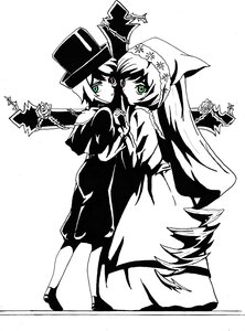 Rating: Safe Score: 0 Tags: gloves green_eyes hat image long_sleeves monochrome pair rose short_hair souseiseki suiseiseki top_hat User: admin