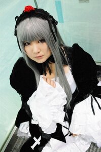 Rating: Safe Score: 0 Tags: 1girl bangs black_dress closed_mouth dress flower frills lips long_hair long_sleeves looking_at_viewer photo rose silver_hair solo suigintou upper_body User: admin