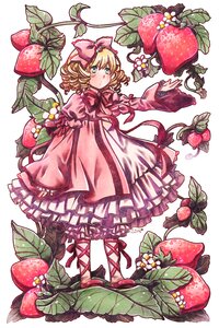 Rating: Safe Score: 0 Tags: 1girl apple blonde_hair blue_eyes bow commentary_request dress drill_hair flower food frilled_dress frills fruit full_body grapes hair_bow highres hina_ichigo hinaichigo image leaf object_namesake pink_bow pink_dress plant rozen_maiden shoes short_hair solo strawberry suou_sakura vines white_background white_legwear User: admin