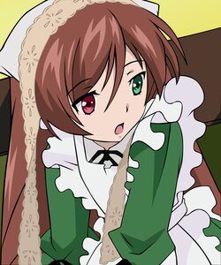 Rating: Safe Score: 0 Tags: 1girl :o brown_hair dress frills green_dress green_eyes heterochromia image long_sleeves looking_at_viewer open_mouth red_eyes ribbon solo suiseiseki User: admin
