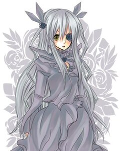 Rating: Safe Score: 0 Tags: 1girl barasuishou blush dress eyepatch flower green_eyes hair_ornament image long_hair rose silver_hair solo striped vertical_stripes very_long_hair User: admin