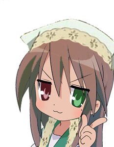 Rating: Safe Score: 0 Tags: 1girl bangs brown_hair closed_mouth green_eyes head_scarf heterochromia image long_sleeves red_eyes simple_background smile solo striped suiseiseki white_background User: admin