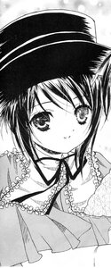 Rating: Safe Score: 0 Tags: 1girl blush frills greyscale hat image looking_at_viewer monochrome smile solo souseiseki User: admin