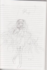 Rating: Safe Score: 0 Tags: 1girl dress flower full_body image kirakishou long_hair looking_at_viewer monochrome open_mouth simple_background sketch solo suigintou traditional_media twintails very_long_hair User: admin