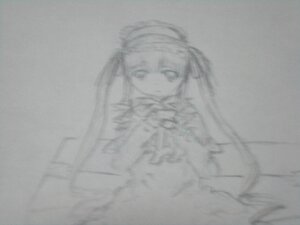 Rating: Safe Score: 0 Tags: 1girl greyscale image long_hair monochrome shinku sketch solo traditional_media User: admin