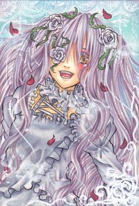 Rating: Safe Score: 0 Tags: 1girl dress eyepatch flower frills hair_flower hair_ornament image kirakishou long_hair marker_(medium) petals pink_hair rose rose_petals solo traditional_media white_flower white_rose yellow_eyes User: admin