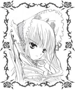 Rating: Safe Score: 0 Tags: 1girl bonnet border cat_ears flower image lace long_hair looking_at_viewer monochrome ribbon rose shinku simple_background solo upper_body white_background User: admin