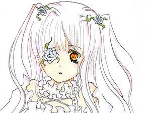 Rating: Safe Score: 0 Tags: 1girl bangs expressionless eyepatch flower frills hair_ornament image kirakishou long_hair looking_at_viewer pink_hair rose simple_background solo traditional_media white_background white_flower white_hair white_rose yellow_eyes User: admin