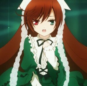 Rating: Safe Score: 0 Tags: 1girl brown_hair dress frills green_dress green_eyes heterochromia image long_hair long_sleeves looking_at_viewer open_mouth red_eyes ribbon solo suiseiseki very_long_hair User: admin