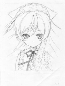 Rating: Safe Score: 0 Tags: 1girl artist_name dress eyebrows_visible_through_hair greyscale image long_hair looking_at_viewer monochrome sketch solo suiseiseki traditional_media white_background User: admin