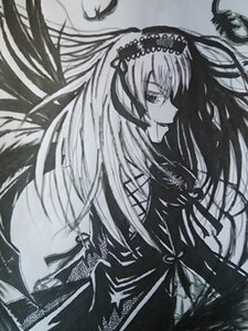 Rating: Safe Score: 0 Tags: 1girl closed_mouth dress feathers floating_hair flower frills greyscale hairband image lolita_hairband long_hair long_sleeves looking_at_viewer monochrome profile ribbon solo suigintou very_long_hair User: admin