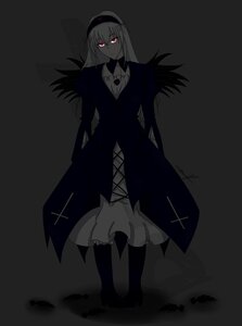 Rating: Safe Score: 0 Tags: 1girl black_wings dress feathers frills full_body hairband image long_hair long_sleeves looking_at_viewer red_eyes simple_background solo standing suigintou wings User: admin