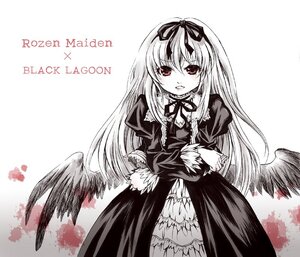 Rating: Safe Score: 0 Tags: 1girl black_wings blush dress feathered_wings feathers frills hair_ribbon image long_hair long_sleeves looking_at_viewer monochrome ribbon smile solo suigintou wings User: admin