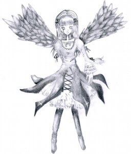 Rating: Safe Score: 0 Tags: 1girl angel_wings bow dress feathered_wings frills full_body greyscale image long_hair long_sleeves monochrome ribbon solo standing striped suigintou wings User: admin