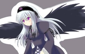 Rating: Safe Score: 0 Tags: 1girl auto_tagged black_dress black_ribbon black_wings dress frills hairband image juliet_sleeves long_hair long_sleeves looking_at_viewer puffy_sleeves silver_hair simple_background solo suigintou white_background wings User: admin