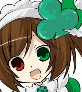 Rating: Safe Score: 0 Tags: 1girl :d bangs brown_hair eyebrows_visible_through_hair fur_collar green_eyes hat image looking_at_viewer open_mouth short_hair simple_background smile solo suiseiseki white_background User: admin