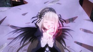 Rating: Safe Score: 0 Tags: 1girl :d black_dress black_ribbon black_wings building closed_eyes dress frilled_sleeves frills hairband image lolita_hairband long_hair long_sleeves open_mouth outdoors ribbon silver_hair smile solo suigintou very_long_hair wings User: admin
