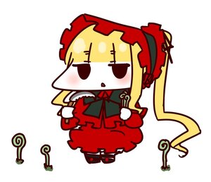 Rating: Safe Score: 0 Tags: 1girl blonde_hair blush bow chibi cup dress image long_sleeves shinku solo striped User: admin