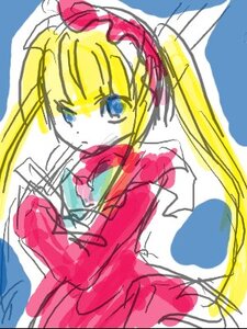 Rating: Safe Score: 0 Tags: 1girl bangs blonde_hair blue_eyes dress image long_hair looking_at_viewer shinku simple_background sketch solo twintails upper_body User: admin