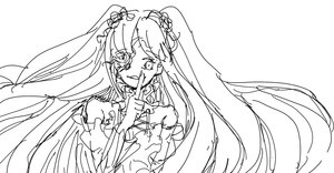 Rating: Safe Score: 0 Tags: 1girl bangs bare_shoulders dress greyscale image kirakishou long_hair looking_at_viewer monochrome open_mouth simple_background sketch smile solo upper_body very_long_hair white_background User: admin