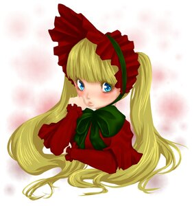 Rating: Safe Score: 0 Tags: 1girl auto_tagged blonde_hair blue_eyes blush bonnet bow bowtie dress green_bow image long_hair long_sleeves looking_at_viewer shinku solo twintails User: admin