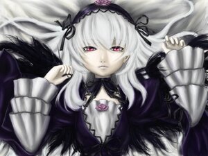 Rating: Safe Score: 0 Tags: 1girl black_ribbon black_wings closed_eyes commentary_request detached_collar dress flower frills hairband highres image lolita_fashion long_hair long_sleeves looking_at_viewer neoste pink_eyes ribbon rose rozen_maiden silver_hair solo suigintou wings User: admin