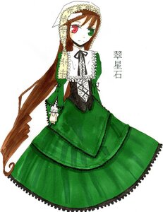 Rating: Safe Score: 0 Tags: 1girl brown_hair corset dress frills green_dress green_eyes heterochromia image long_hair long_sleeves looking_at_viewer red_eyes ribbon simple_background solo standing suiseiseki very_long_hair white_background User: admin