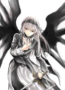 Rating: Safe Score: 0 Tags: 1girl bangs black_dress black_ribbon black_wings closed_mouth dress feathered_wings frills hairband holding holding_sword holding_weapon image juliet_sleeves long_hair long_sleeves looking_at_viewer puffy_sleeves red_eyes ribbon solo suigintou sword weapon white_background wings User: admin