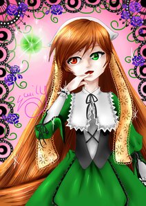 Rating: Safe Score: 0 Tags: 1girl auto_tagged brown_hair dress frills green_dress green_eyes heterochromia image long_hair long_sleeves looking_at_viewer red_eyes solo suiseiseki tongue tongue_out very_long_hair User: admin
