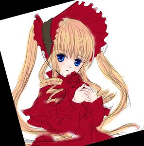 Rating: Safe Score: 0 Tags: 1girl black_border blonde_hair blue_eyes bow bowtie dress drill_hair flower image letterboxed long_hair long_sleeves looking_at_viewer red_dress red_flower red_rose rose shinku simple_background solo twintails upper_body white_background User: admin