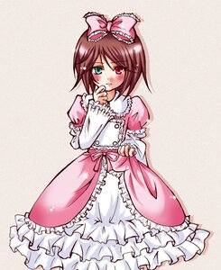 Rating: Safe Score: 0 Tags: 1boy blush bow brown_hair dress frilled_dress frills green_eyes heterochromia image layered_dress long_sleeves pink_bow puffy_sleeves red_eyes ribbon solo souseiseki suiseiseki User: admin