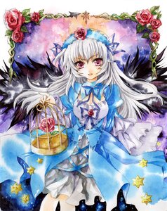 Rating: Safe Score: 0 Tags: 1girl cage commentary_request dress flower fragran0live hairband image long_hair marker_(medium) pink_flower pink_rose purple_eyes purple_rose red_flower red_rose rose rozen_maiden silver_hair solo star_(symbol) suigintou thorns traditional_media wings User: admin