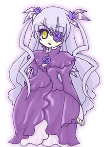 Rating: Safe Score: 0 Tags: 1girl barasuishou blue_flower dress eyepatch flower frills full_body image long_hair long_sleeves purple_dress purple_flower ribbon rose simple_background solo striped two_side_up very_long_hair white_background yellow_eyes User: admin