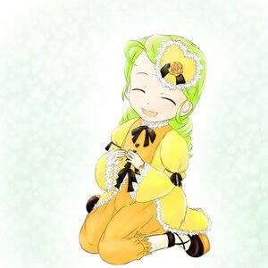 Rating: Safe Score: 0 Tags: 1girl ^_^ ahoge blush closed_eyes dress drill_hair flower full_body green_hair hat image kanaria long_sleeves open_mouth ribbon rose smile solo yellow_dress User: admin