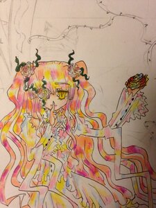 Rating: Safe Score: 0 Tags: 1girl dress flower hair_flower hair_ornament image kirakishou long_hair pink_hair rose solo traditional_media watercolor_(medium) yellow_eyes User: admin