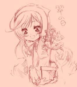Rating: Safe Score: 0 Tags: 1girl :d dress frills image long_hair long_sleeves monochrome open_mouth pink_theme simple_background sketch smile solo suiseiseki User: admin