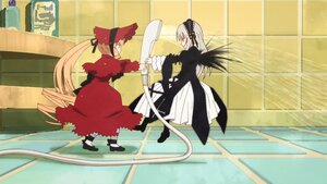 Rating: Safe Score: 0 Tags: 2girls blonde_hair dress frills image long_hair long_sleeves multiple_girls pair shinku standing suigintou very_long_hair User: admin