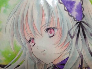 Rating: Safe Score: 0 Tags: 1girl eyebrows_visible_through_hair face flower hair_flower hair_ornament hair_ribbon image long_hair looking_at_viewer portrait purple_flower purple_rose red_eyes ribbon rose solo suigintou traditional_media User: admin