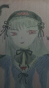 Rating: Safe Score: 0 Tags: 1girl bangs closed_mouth image long_hair looking_at_viewer photo red_eyes ribbon smile solo suigintou tongue tongue_out traditional_media User: admin