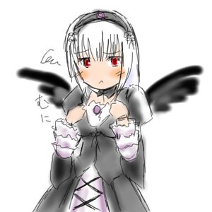 Rating: Safe Score: 0 Tags: 1girl bangs black_dress black_wings blush detached_collar dress flower hairband image long_sleeves looking_at_viewer motion_blur red_eyes ribbon rose simple_background solo suigintou white_background wings User: admin