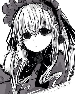 Rating: Safe Score: 0 Tags: 1girl auto_tagged bangs closed_mouth dress eyebrows_visible_through_hair flower frills greyscale hairband hand_up image lolita_fashion long_hair long_sleeves looking_at_viewer monochrome rose shinku simple_background solo upper_body white_background User: admin