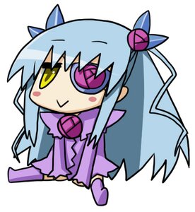 Rating: Safe Score: 0 Tags: 1girl barasuishou blue_hair blush_stickers chibi hair_ornament image long_hair purple_dress simple_background solo very_long_hair white_background yellow_eyes User: admin