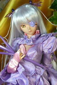 Rating: Safe Score: 0 Tags: 1girl barasuishou doll dress eyepatch flower hair_ornament long_hair long_sleeves ribbon solo traditional_media yellow_eyes User: admin