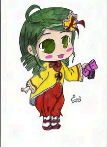 Rating: Safe Score: 0 Tags: 1girl ahoge blush_stickers bow full_body green_eyes green_hair image kanaria long_hair long_sleeves open_mouth smile solo standing User: admin