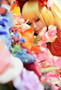 Rating: Safe Score: 0 Tags: blonde_hair blurry blurry_background blurry_foreground bow depth_of_field flower hair_flower hair_ornament lips long_hair looking_at_viewer motion_blur photo shinku solo User: admin