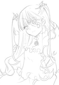 Rating: Safe Score: 0 Tags: 1girl barasuishou blush dress frills greyscale image long_hair looking_at_viewer monochrome sketch smile solo striped two_side_up upper_body User: admin