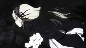 Rating: Safe Score: 0 Tags: 1girl black_dress black_ribbon dress frilled_sleeves frills hairband image long_hair long_sleeves profile ribbon silver_hair solo suigintou very_long_hair wings User: admin